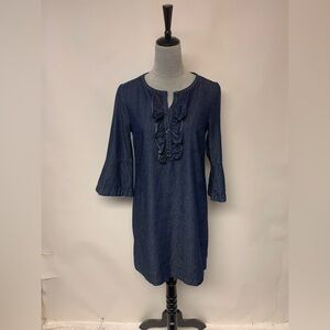 Draper James Mini Dress Denim Bell Sleeve Ruffle Causal Country Girl Womens SZ 2